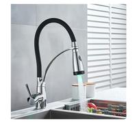 ZCCZJS Rubinetto, Rubinetto Cucina a LED Maniglia Singola 3 360 ruotare tiro Fuori spruzzatore Mazzo Montato a Freddo Mixer Cucina Cucina