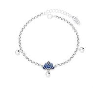 ZCCZJS S925 Sterling in argento retro vintage epossidico azzurro blu a blu palla piccole nappa a sospensione Temperamento vento Bracciale
