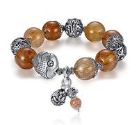 ZCCZJS S925 Sterling Silver + Bracciale in cristallo per capelli naturali, bracciali perle per buona fortuna per le coppie di uomini e donne, gioielli da souvenir regalo Light Lucky.
