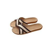 ZCCZJS Sandali Uomini Uomini Donne attraversano Le Pantofole della casa di Lino Spiaggia per Le Pannelli Non Slip da Fondo per Le Pannelli di Biancheria da Fondo Sandali Piatti (Blu, 42-43)