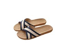 ZCCZJS Sandali Uomini Uomini Donne attraversano Le Pantofole della casa di Lino Spiaggia per Le Pannelli Non Slip da Fondo per Le Pannelli di Biancheria da Fondo Sandali Piatti (Blu, 42-43)