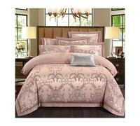 ZCCZJS Set da Letto a Quattro Pezzi Set di Piumini Queen Luxury Silky Silky Cotton Soft Trapunter Cover Solid Jacquard Bianchee Set di Cuscinetti con Foglio con Cerniera (Colore Grigio Chiaro,