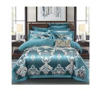 ZCCZJS Set da Letto a Quattro Pezzi Set di Piumini Queen Luxury Silky Silky Cotton Soft Trapunter Cover Solid Jacquard Bianchee Set di Cuscinetti con Foglio con Cerniera (Colore Grigio Chiaro,