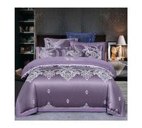 ZCCZJS Set da Letto a Quattro Pezzi Set di Piumini Queen Luxury Silky Silky Cotton Soft Trapunter Cover Solid Jacquard Bianchee Set di Cuscinetti con Foglio con Cerniera (Colore Grigio Chiaro,