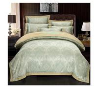 ZCCZJS Set di Biancheria da Letto di Lusso in Cotone di Seta Jacquard Regina/Copripiumino Set di coperture per Le Letti da Letto da Letto Coperta Trapunta di Lino, Letto