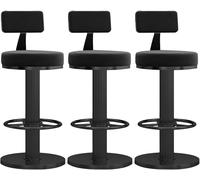 ZCEDZYSW Moderno set di 3 sgabelli da bar girevoli in velluto per bancone sedie per casa, bar e cucina, regolabili (nero + nero)