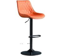ZCEDZYSW Moderno sgabello da bar da cucina con schienale alto, girevole, regolabile, in pelle PU, cuscino arancione per bancone colazione, 1 pezzo