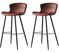 ZCEDZYSW Set di 2 moderni sgabelli da bar in pelle con schienale e poggiapiedi, sedie da bancone imbottite, per sala da pranzo, caffè (marrone rossastro, 65 cm)