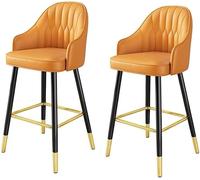 ZCEDZYSW Set di 2 sgabelli da bar, bancone imbottito con schienale, per colazione con braccioli e gambe in metallo, cucina moderna (arancione, 109,2 cm)