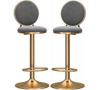 ZCEDZYSW Set di 2 sgabelli da bar, comodi sgabelli da bar imbottiti in velluto, stile moderno, con schienale rotondo e sedie girevoli per colazione e sala da pranzo, per caffè, bistrot (grigio, 45-60