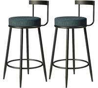 ZCEDZYSW Set di 2 sgabelli da bar da cucina, moderni, alti e con gambe rotonde imbottite e in metallo, per la casa (blu, 75 cm)