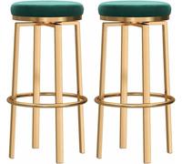 ZCEDZYSW Set di 2 sgabelli da bar e sala da pranzo, girevoli, eleganti, con bancone dorato, imbottiti in velluto (cuscino verde, altezza seduta 65 cm)