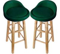 ZCEDZYSW Set di 2 sgabelli da bar imbottiti in pelle ecologica in poliuretano, con schienale basso, gambe in legno senza braccioli, per cucina e colazione (B, altezza seduta 60 cm)