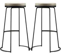 ZCEDZYSW Set di 2 sgabelli da bar per bancone da cucina, altezza fissa, in metallo, per colazione, interno/esterno, seggioloni in pelle PU (nero, 75 cm)