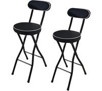 ZCEDZYSW Set di 2 sgabelli da bar pieghevoli, con schienale, imbottiti, per cucina e uso esterno, colore nero, 55 cm