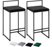 ZCEDZYSW Set di 2 sgabelli da bar, sedia da cucina, sgabelli da bar con morbido cuscino in velluto, capacità di carico dell'orso 200 kg, sgabelli dal design moderno per bancone della cucina (nero, 75