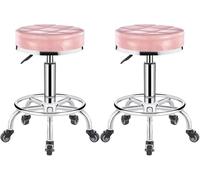 ZCEDZYSW Set di 2 sgabelli da sella, in ecopelle, altezza regolabile, girevole, ergonomici, con sollevamento idraulico a gas, per colazione (H)