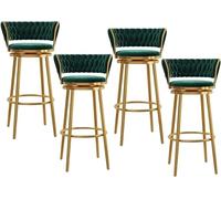ZCEDZYSW Set di 4 sgabelli da bar a isola da cucina, colore oro, sgabelli da bar moderni in velluto, con schienale e poggiapiedi, per cucina, isola e pub (verde, 4 pezzi)