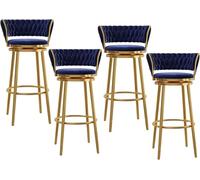 ZCEDZYSW Set di 4 sgabelli da bar a isola da cucina, colore oro, sgabelli da bar moderni in velluto, con schienale e poggiapiedi, per cucina, isola e pub (blu, 4 pezzi)