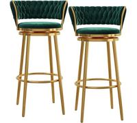 ZCEDZYSW Set di 4 sgabelli da bar a isola da cucina, colore oro, sgabelli da bar moderni in velluto, con schienale e poggiapiedi, per cucina, isola e pub (verde, 2 pezzi)