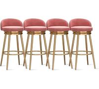 ZCEDZYSW Set di 4 sgabelli da bar, comoda seduta con schienale, girevole a 360°, adatto per caffè/bar (rosa, gamba dorata, 75 cm)