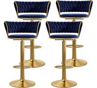 ZCEDZYSW Set di 4 sgabelli da bar, comodi, altezza regolabile tra 65 e 80 cm, design girevole a 360°, colore: blu