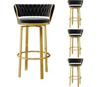 ZCEDZYSW Set di 4 sgabelli da bar comodi con schienale in tessuto, girevole a 360°, adatti per cucina a isola/bancone da bar (nero, altezza seduta 65 cm)