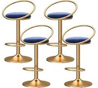 ZCEDZYSW Set di 4 sgabelli da bar girevoli con retro cavo, moderni e regolabili (blu, gambe dorate)