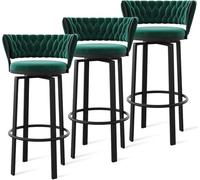 ZCEDZYSW Set di sgabelli da bar girevoli a 360°, altezza 1/2/3/4, sgabelli da bar in velluto con schienale in tessuto e poggiapiedi oro/nero, sedie da pranzo per cucina e pub, gambe oro bianco, 2