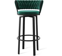ZCEDZYSW Set di sgabelli da bar girevoli a 360°, altezza 1/2/3/4, sgabelli da bar in velluto con schienale in tessuto e poggiapiedi oro/nero, sedie da pranzo per cucina e pub, gambe oro bianco, 2