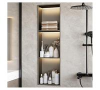 ZCFLWR Nicchia da Parete in Acciaio Inossidabile, nicchia da Doccia incassata con Luce a LED, mensola Organizer Impermeabile per riporre Oggetti in Bagno, Senza Bisogno di Piastrelle (Grigio, 90x2