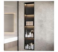 ZCFLWR Nicchia da Parete in Acciaio Inossidabile, nicchia da Doccia incassata con Luce a LED, mensola Organizer Impermeabile per riporre Oggetti in Bagno, Senza Bisogno di Piastrelle (Nero, 120x28