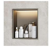 ZCFLWR Nicchia da Parete in Acciaio Inossidabile, nicchia da Doccia incassata con Luce a LED, mensola Organizer Impermeabile per riporre Oggetti in Bagno, Senza Bisogno di Piastrelle (Grigio, 32x32