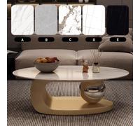 ZCFLWR Tavolino da caffè in Marmo di Lusso con Staffa in Metallo Dorato e Piano in Pietra - Stile Elegante, Design Unico, Facile da Pulire