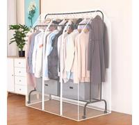 ZCFXIFGF Doppia Asta Appendiabiti, Ampia Copertura Antipolvere, Copertura per Appendiabiti con Cerniera per Camera da Letto, Negozio, Ufficio, Copertura per Appendiabiti da 5 Piedi (130X150X75 cm, TR