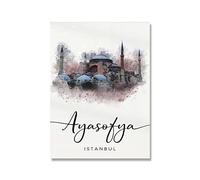 ZCHX Acquerello Costruzioni Istanbul Costruzioni Canvas Pittura Architettura Poster e Stampa Ayasofya Wall Art Picture for Soggiorno Home Decor (Color : B, Size : 20x30cm No Frame)