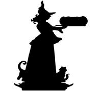 ZCHZCS Adesivo per Auto 13,5 Cm*16,5 Cm Cartoon Witch Cauldron Magic Spells Scopa Decal Decal Auto Auto-Styling Black/Silver