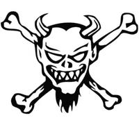 ZCHZCS Adesivo per Auto 15.2CM*11.4CM Volto di Demone Sorridente con Ossa Incrociate Adesivo per Auto Decalcomania in Vinile Nero/Argento