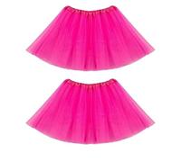 ZCJ 2 Pezzi Gonna Tulle Donna con 3 Strati - Tutu Danza Classica, Gonna Elastica in Vita per Ballo, Matrimonio, Halloween e Feste Femminili Fucsia