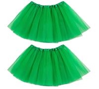 ZCJ 2 Pezzi Gonna Tulle Donna con 3 Strati - Tutu Danza Classica, Gonna Elastica in Vita per Ballo, Matrimonio, Halloween e Feste Femminili Verde