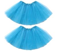 ZCJ 2 Pezzi Gonna Tulle Donna con 3 Strati - Tutu Danza Classica, Gonna Elastica in Vita per Ballo, Matrimonio, Halloween e Feste Femminili Azzurro
