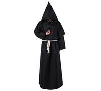 ZCJ Costume di Halloween per Uomini, Costume da Monaco per Uomini - Vestito da Prete con Mantello Nero & Cappuccio, Costume di Halloween Horror Scream per Adulti per Festa di Halloween, Cosplay