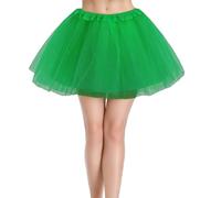 ZCJ Gonne da Donna Tutu in Tulle a 3 Strati con Fodera, Vita Elastica Stile Anni 80 per Danza Classica, Feste in Maschera, Halloween, Carnevale, Cocktail Party e Costume da Ballo(Verde)