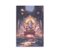ZCJYMX Poster con Buddhismo Ganesha by The Lotus Pond, stampa artistica da parete su tela, poster decorativo moderno per la camera da letto, 20 x 30 cm