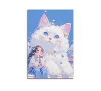 ZCJYMX Poster per bambini, motivo: gatto grande e proprietario, stampa artistica su tela, poster decorativo moderno, per camera da letto, 30 x 45 cm