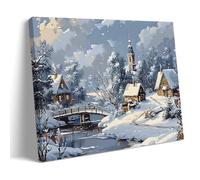 ZCJYMX Stampa su tela con paesaggio invernale innevato, poster decorativo da parete per camera da letto e stampa artistica su tela, motivo famiglia moderna, 50 x 75 cm