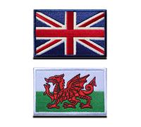Zcketo 2 toppe con drago del Galles e emblema nazionale ricamato, per abbigliamento da calcio, jersey, zaini, cappelli, viaggi tattici, 2 pezzi