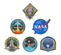 Zcketo 6 Pcs Toppa per Nasa Esplorazione Spaziale Logo con Gancio e Loop, Nasa Badge Patch Tattico Nasa Applique Cucire su Toppa Morale Militari Ricamati per Bambini Ragazzi Adulti