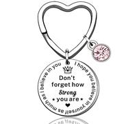 zCloud I portachiavi da donna in acciaio inossidabile incoraggiano i colleghi con regali di amicizia, non dimenticare quanto sei forte, Argento, 6.2*3CM