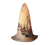 Zcmkjlg Bellissimo mantello con cappuccio con stampa di vista sul canale di Venezia con grande cappuccio, ideale per giochi di ruolo per palcoscenico, forniture per feste di carnevale